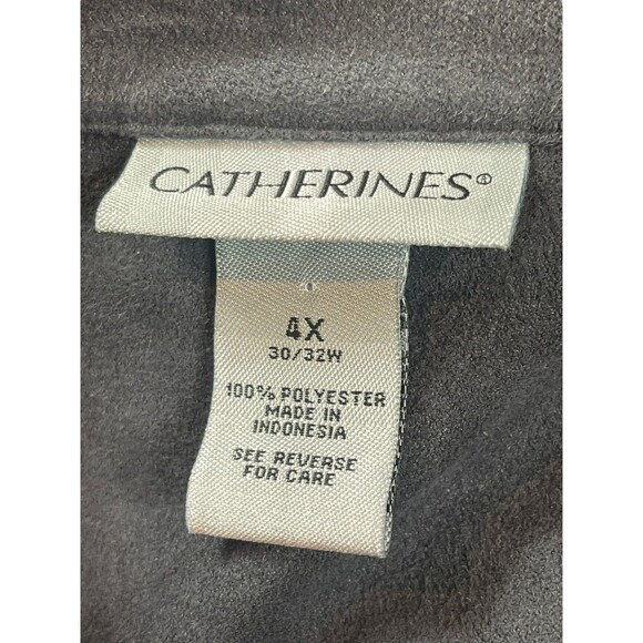 Catherines 4X Charcoal Gray Faux Suede Button Front Blouse Top Long Sleeve - Picture 5 of 11